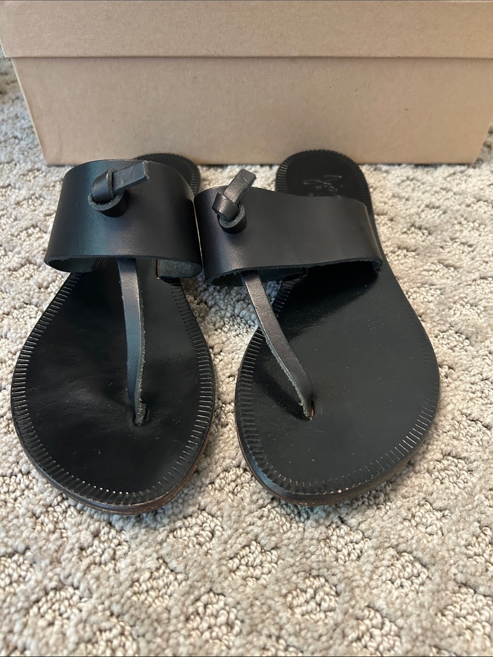 Joie Black Leather Thong Sandals